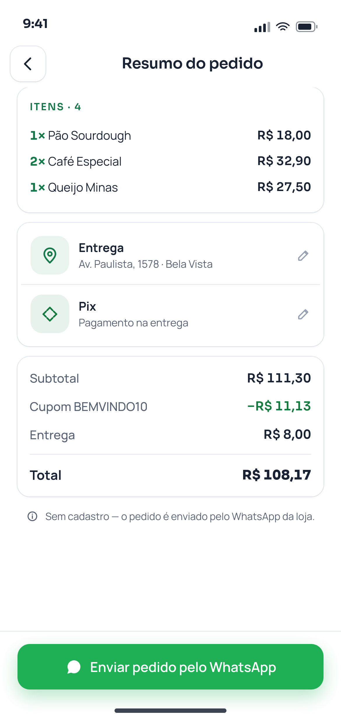 Resumo e Envio WhatsApp